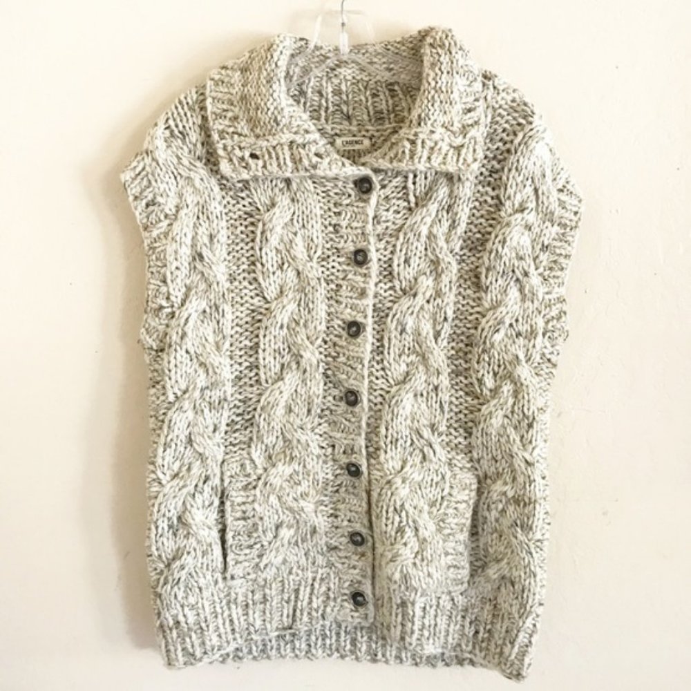 Cable Knit Wool Button-Up Vest